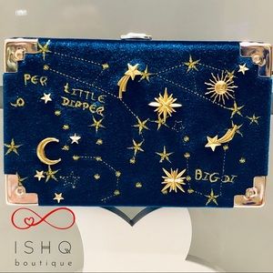 Celeste ~ Starry Sky inspired Blue Velvet Clutch